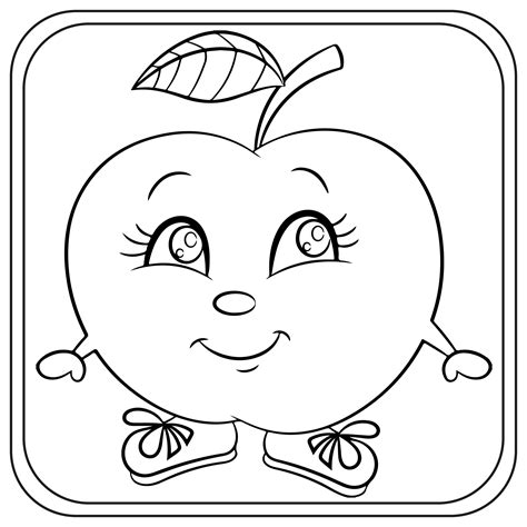 Apple Cartoon Coloring Pages [2025]