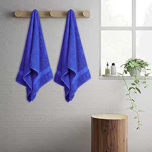 Spaces Atrium Colorfas 480 GSM Cotton Navy Blue Bath Towel Set of 2 ...