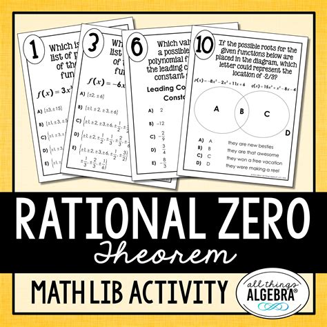 Rational Zero (Root) Theorem Math Lib Activity - All Things Algebra®