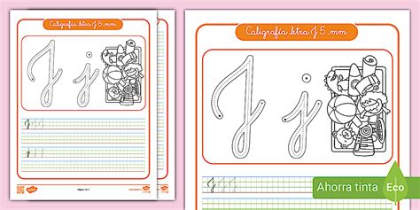 Hoja de Trabajo: Caligrafía 5mm Letra J (teacher made)