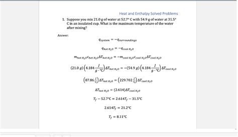 Image result for Enthalpy Example Problems
