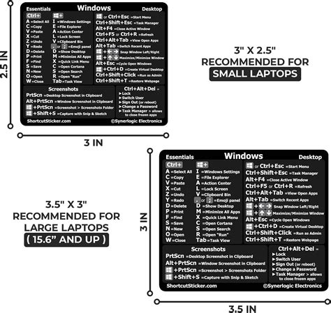 Buy SYNERLOGIC Windows PC Reference Keyboard Shortcut Vinyl Sticker ...