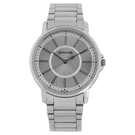 Buy Online Sonata Quartz Analog Silver Dial Stainless Steel Strap Watch ...