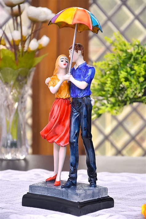 Buy Now: Orange and Blue Marble-Finish Couple Showpiece with Teddy ...