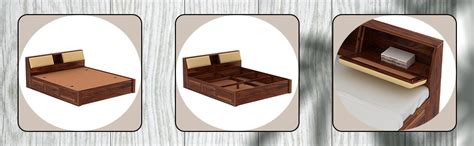 Woodlab Furniture Solid Sheesham Wood Mayor King Size Bed with Box and ...