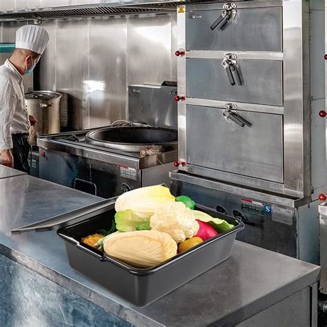 Buy Vababa 3-Pack Plastic Commercial Bus Box, Kitchen Bus Tub with Lid ...