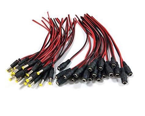 Antrader 20 Pairs Male and Female DC Power Pigtail Cable Adapter ...