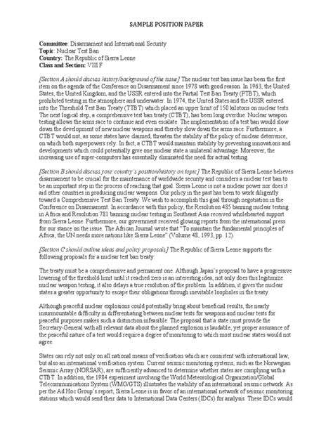 Image result for Model UN Paper Examples