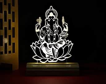 Buy Vayu The Lord Ganesh 3D Illusion Acrylic Wooden Base Table Lamp ...