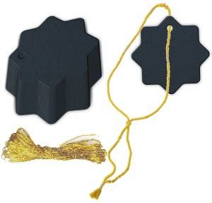 CVANU Star Design Writable Blank Label with Golden String for Gift Tag ...