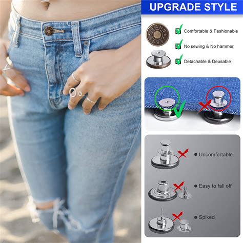 Snapklik.com : 12 Sets Adjustable Buttons For Jeans, 20mm No Sew ...