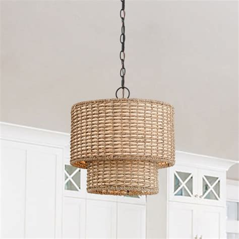 allen + roth Adara 2 -Light Natural Traditional Drum Medium Hanging ...