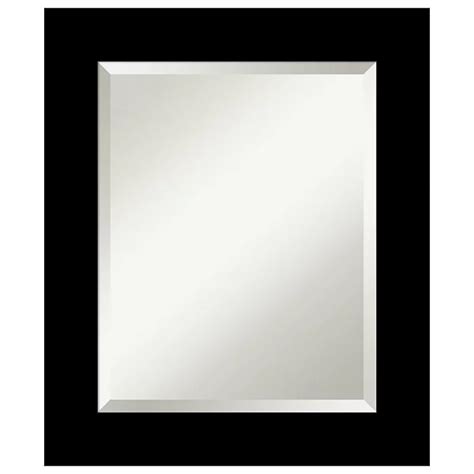 Basic Black Beveled Wood Framed Bathroom Wall Mirror