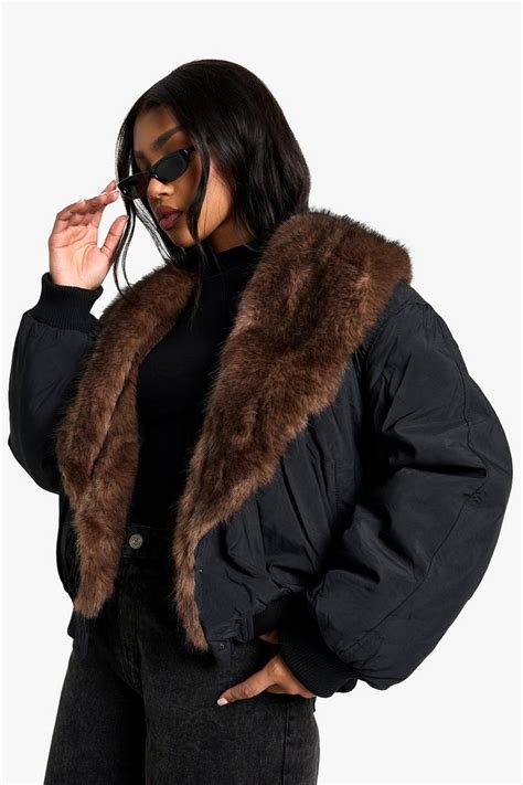 Gewatteerde Jas Met Faux Fur Kraag | boohoo