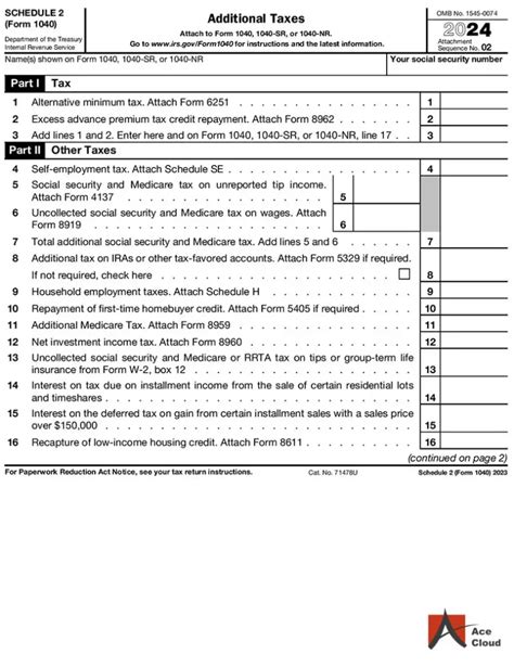 What is IRS Form 1040 Schedule 2 and How to Fill it Correctly