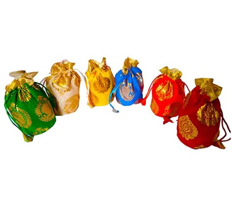 DMS RETAIL Multicolored Silk Zari Potli Bags For Women Return Gift Bags ...