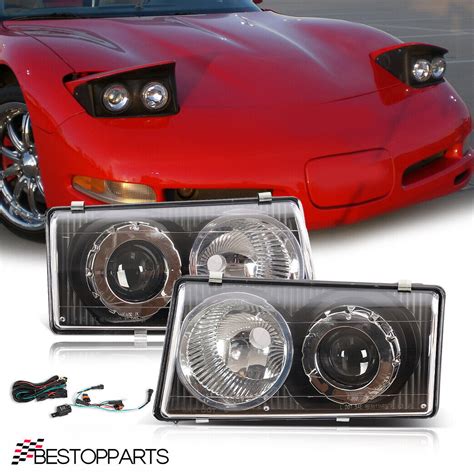 Fits 1996-04 Chevrolet Corvette C5 Z06 Projector Headlights Headlamps Black Pair Parts for Sale ...