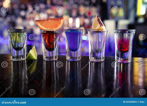 Shots with Liquor and Alcohol in Cocktail Bar Stock Image - Image of ...