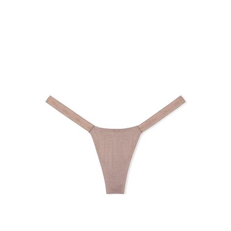Buy Victoria's Secret Brown Logo Cotton Shimmer Micro Thong Panty Online