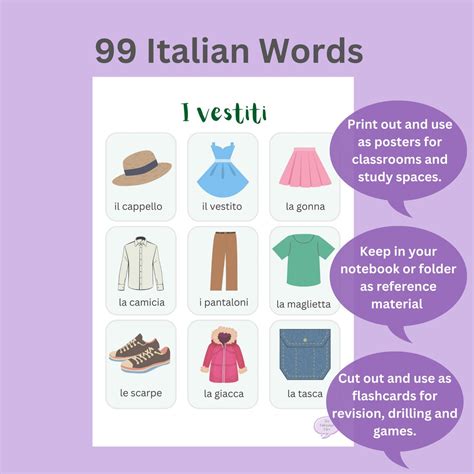 99 Italian Words Italian Vocabulary Italian Flashcards - Etsy