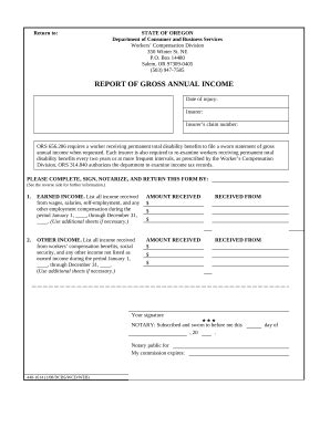 Oregon Workers' Compensation Income Report - Blank Fillable Template ...