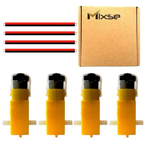 Mixse DC 3V-12V TT Dual Shaft Gear Motor 1:48 with Tire India | Ubuy
