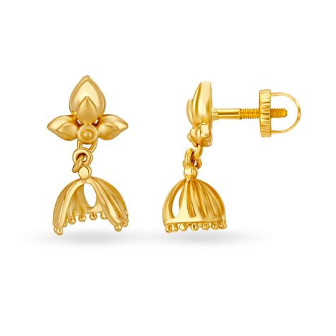 Blooming 22 Karat Yellow Gold Beaded Floral Drop Earrings
