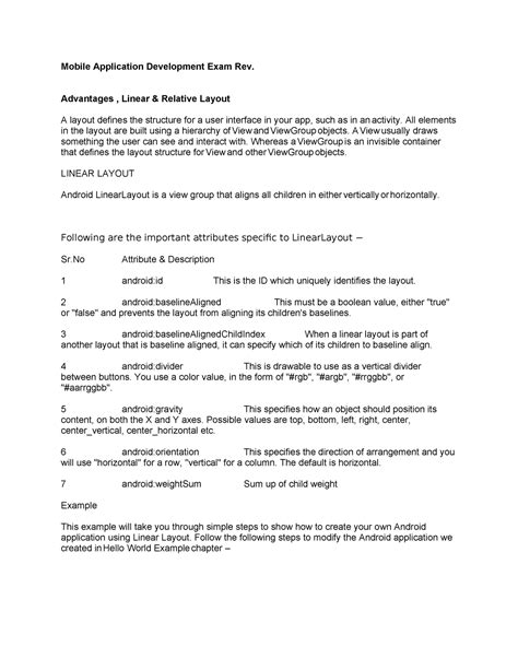 MAD - revision notes - Mobile Application Development Exam Rev ...