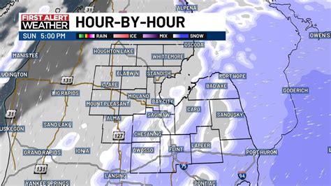 Snow chances arrive for southern Mid-Michigan on Sunday