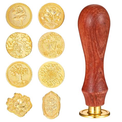 9 Pcs Wax Seal Stamp Kit, Sealing Waxes Stamps with Wooden Handle ...