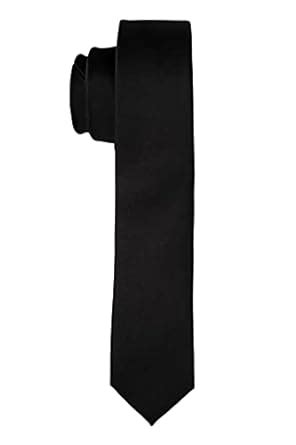Buy The Tie Hub Solid Black Slim 100% Silk Necktie For Men at Amazon.in