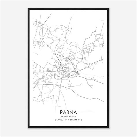 Pabna Bangladesh Map Poster, Pabna City Road Wall Art Print - Custom Maps & Posters