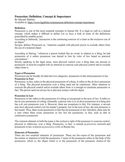 Concept of Possession - Possession: Definition, Concept & Importance By ...