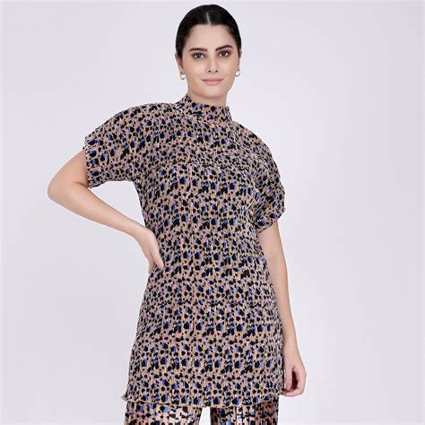 Beige Animal Print Top – First Resort by Ramola Bachchan