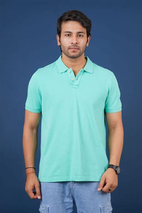 Men's Mint Solid Polo T-Shirt | Martpe