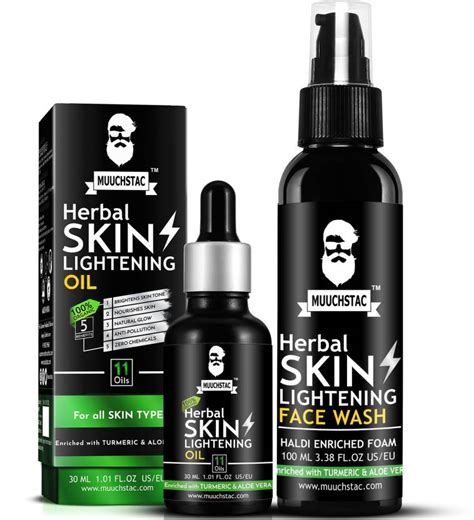 MUUCHSTAC Men Herbal Skin Lightening Oil & Haldi Enriched Face Wash ...