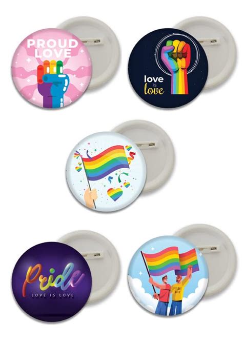 D2C Multicolor LGBT+ Pride Button Badges - 58mm Pack of 5 | Durable ...