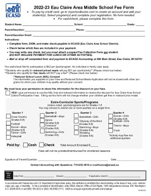 Fillable Online 202 Eau Claire Area Middle School Fee Form - ecasd.us ...