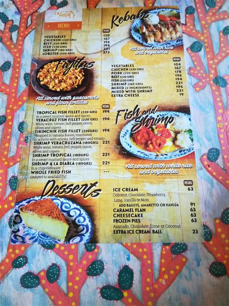 Menu at La Choza Cozumel restaurant, San Miguel de Cozumel, 10 Avenida ...