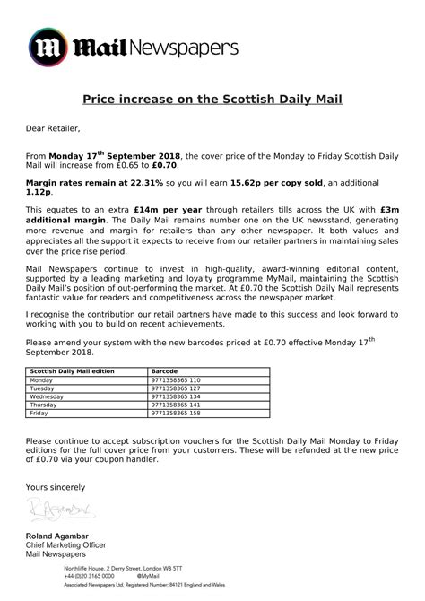 Price Increase Letter Format