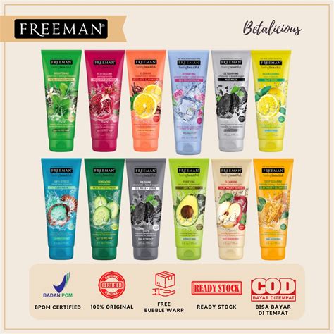 Freeman MASK MINT LEMON, VOLCONIC ASH FOR MEN, SWEET TEA, CHARCOAL MUDMASK | Shopee Malaysia