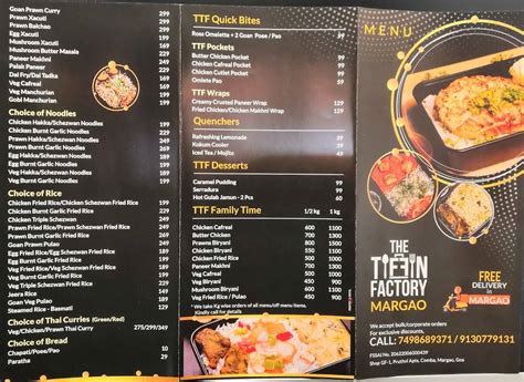 Menu at The Tiffin Factory - Margao, Margao