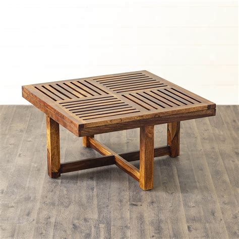 Buy Helios Jolly Sheesham Wood Coffee Table with Stools - Brown from ...