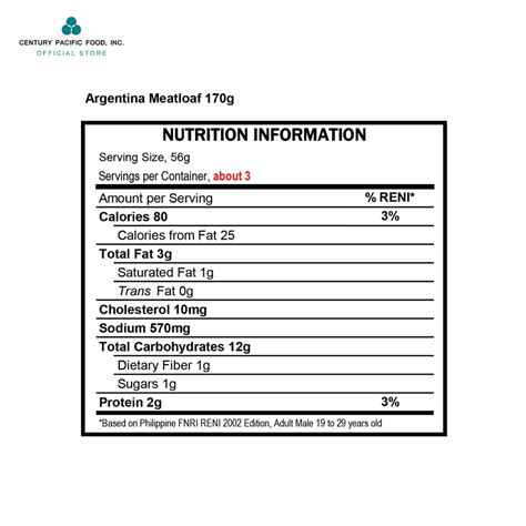 Beef Loaf Nutrition Facts at Brittany Armstrong blog