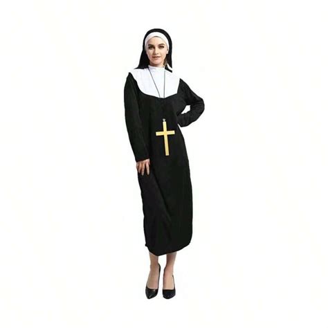 Halloween Nun Costume Women Cosplay Costume Dress Outfit Nun Habit With ...