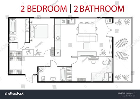 2 Bedroom Apartment Layout: Over 232 Royalty-Free Licensable Stock ...