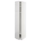 METOD high cabinet w shelves/wire basket, white/Ringhult light grey ...