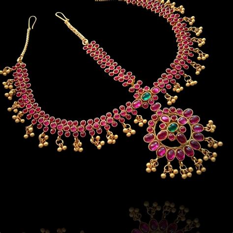 Gold plated Kemp Stone Bridal Matha Patti Nethichutti Design – Sneha ...