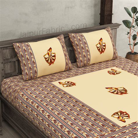 Applique Cream Gujri Jaipuri Hand Made Embroidery Patch Work Double Be ...