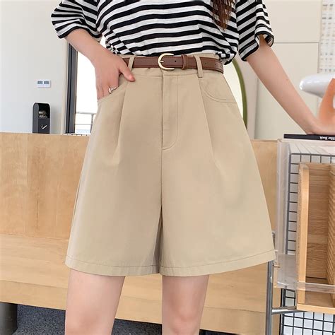 Buy Sutton Statement Shorts With Belt In Khaki for Women Online in ...
